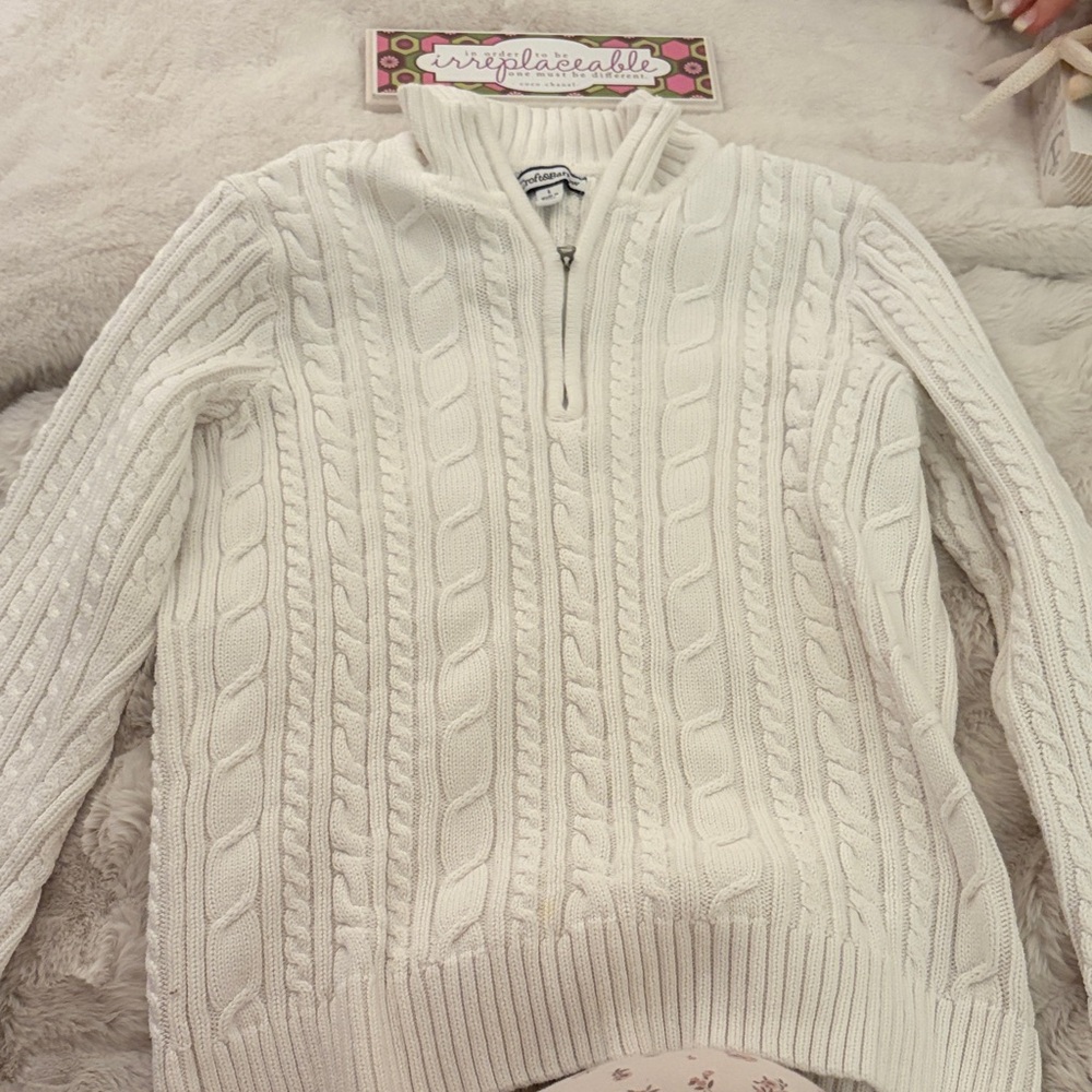 Croft & Barrow Cream Cable Knit Turtleneck Sweater
